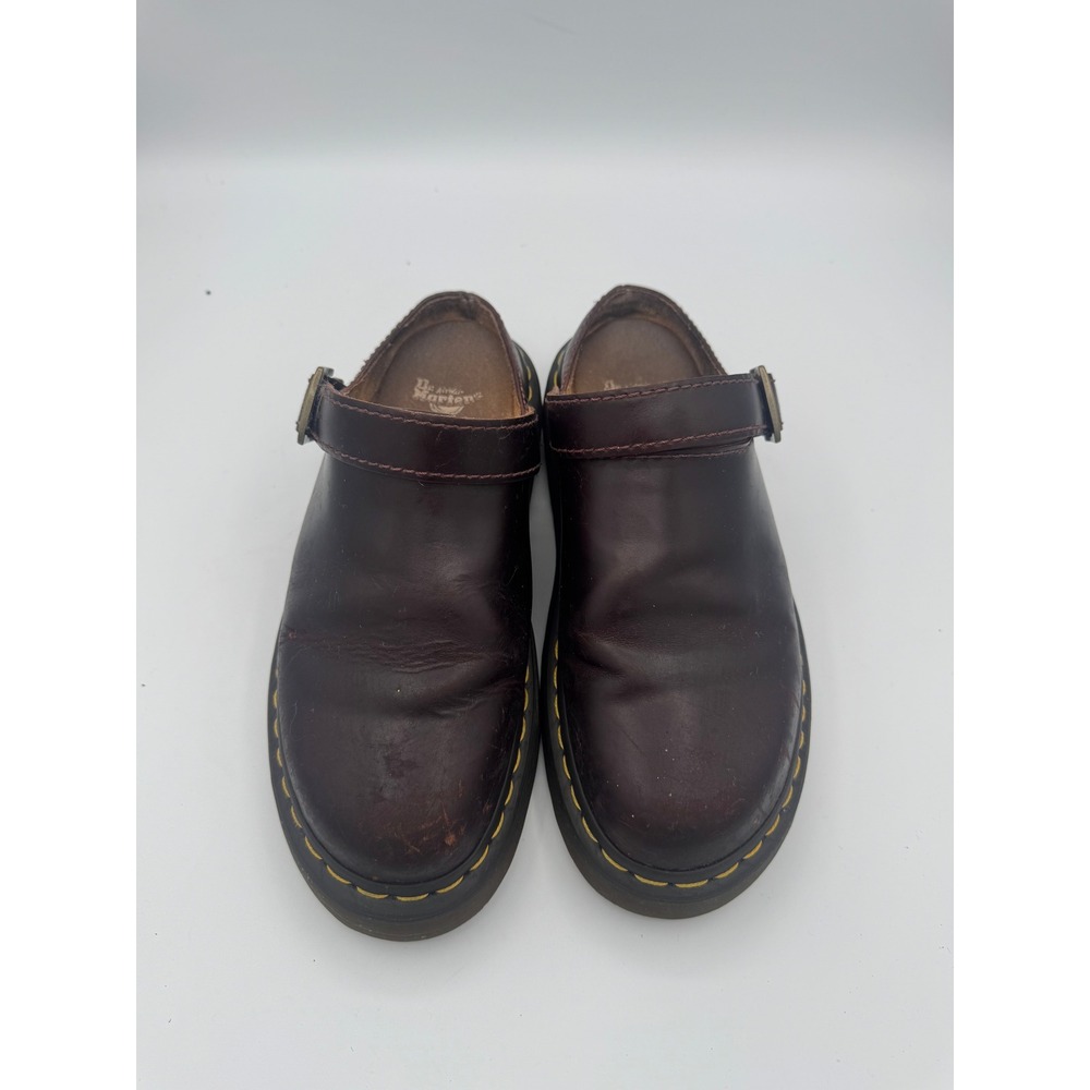 Dr. Martens Vintage Leather Clogs Dark Brown Burgundy Buckle Mule Mens 11